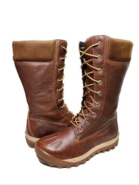 TIMBERLAND Woodhaven Waterproof Tall Winter Boots Sz 7.5 Lace Up Oiled Leather
